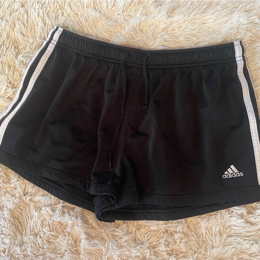 adidas Black Athletic Shorts with White Stripe